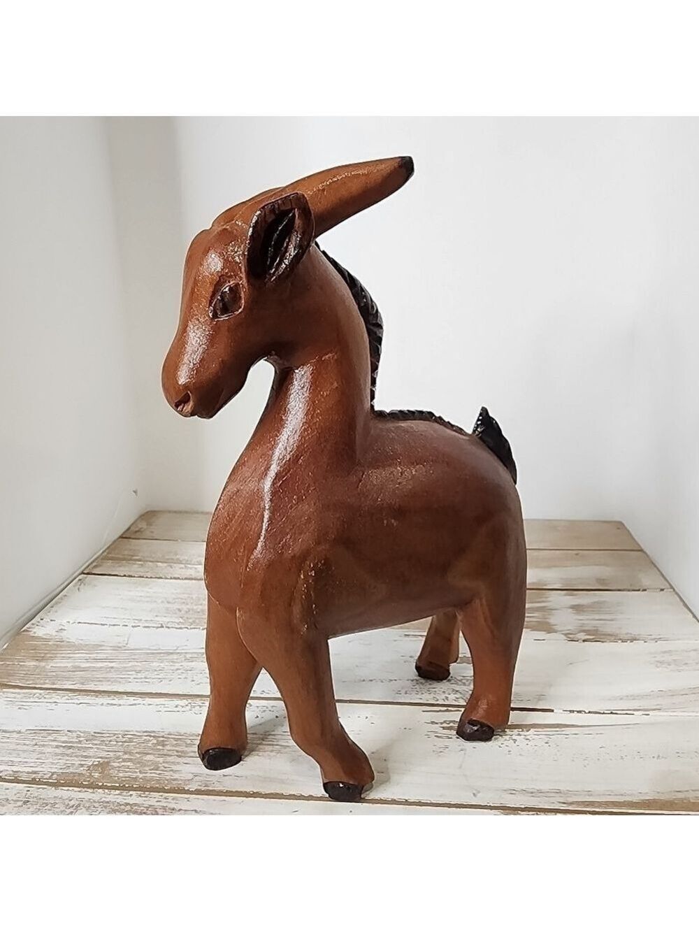 Solid wood hand carved goat Ram room decor figure